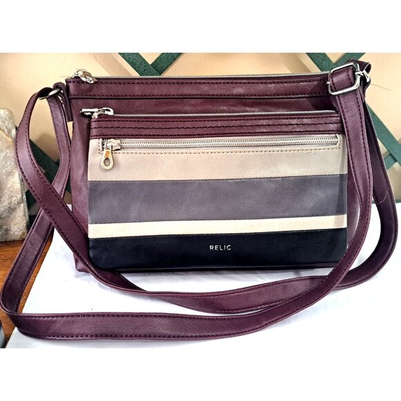Relic Multicolor Crossbody Faux Leather Handbag Zip Closure Interior Pockets - Picture 1 of 16
